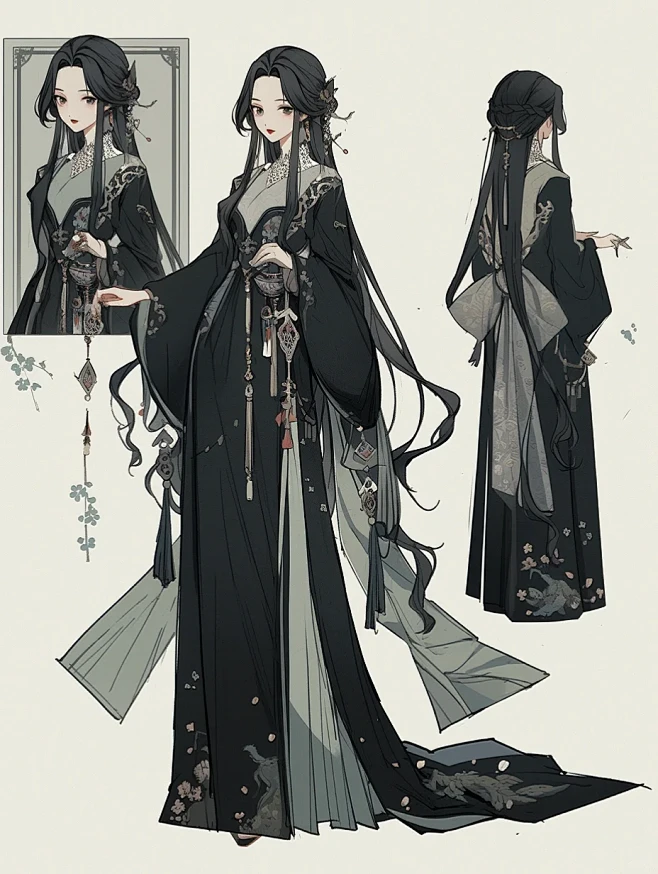 古风服饰插画-花瓣网
