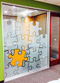 Another example of an Actuarial element combining messaging, artistic elements, and some additional privacy where glass partitions are in place. All with an affordable and attractive window graphic on glass.