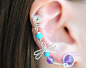 Right Ear Cuff Earrings "Purple and Turquoise Dragonfly"