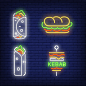 Doner kebab and shawarma neon signs set Free Vector