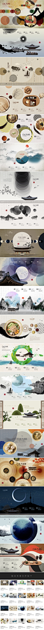 中式中国古风水墨山水海报展板背景图装饰画PSD模板设计素材
