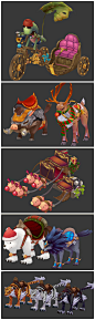 卡通Q版坐骑宠物 猪，鹿，大象，马，老虎，狼，熊动物角色3D模型 手绘贴图 3dmax源文件 游戏美术素材 CG原画参考设定