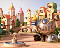 HAPPY CITY : 3d image of a HAPPY city for mc donald's happy meal  tbwa parisdigital illustration, full cg image made of 3d