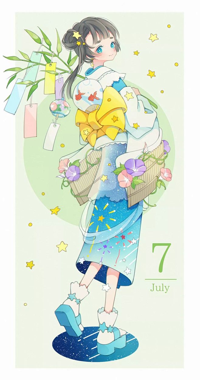 日本画师作品十二个月份拟人小姐姐画图版一月二月三月