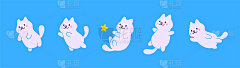 设定卡通可爱的猫宇航员在星空中飞行