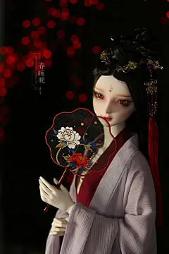 新品【BJD3分娃扇】春晼晚原创透明手绘古风团扇圆扇宫扇书签礼物-淘宝网