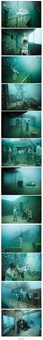 奥地利摄影师Andreas Franke创作的一组作品，将日常生活场景放置在一艘沉船中，魔幻而诡异。作品展出也在这艘沉船上，观众需潜水观赏。