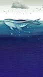 我听见一只搁浅的蓝鲸，炸...-苏子桜_插画,手机壁纸,涂鸦,治愈,小清新,原创,蓝色系_涂鸦王国插画