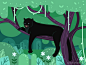 Panther flowers animals nature illustration vector landscape tree liana jungle cat panther