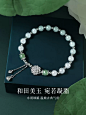 和田玉莲花银手链女生小众新中式玉石手串珠子母亲节礼物送给妈妈-tmall.com天猫