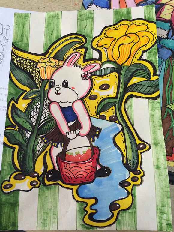 【图片】交流幼儿美术马克笔 油画棒 水粉...