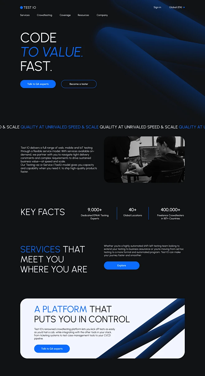 design Figma IT landing page QA testing ui design UI/UX user interface ...