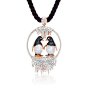 Mario Buzzanca-  Penguins Necklace in Rose Gold, Black and White Diamonds and Pearls.