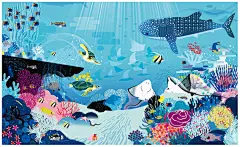 #插了个画# 海底世界。by 法国插画家 Lucie Brunellière ​​​​