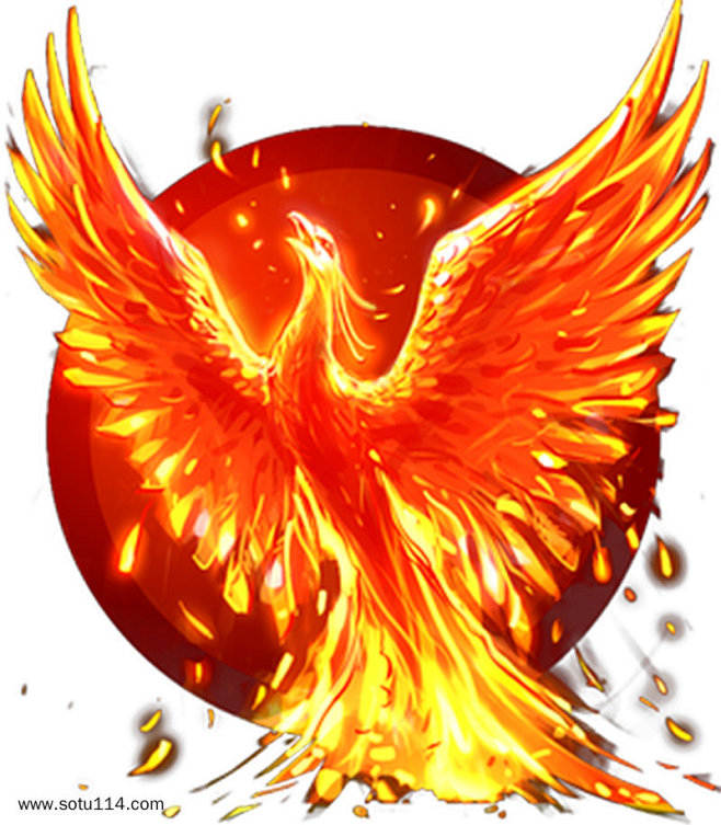 红色国潮凤凰元素