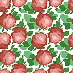 abstract rose seamless pattern in pink and red