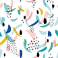 abstract painterly print - lively, movement, brush stroke, brights + black