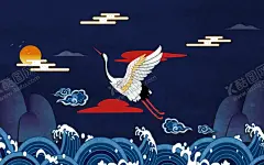 中国风插画 【酷图网】中国风,国风,国潮,中式,新中式,现代,古风,复古,古典,文化,中华,日式,日式风,传统文化,传统,民族风,背景,底图,壁纸,招贴,海报,地产,广告,宣传,单透,详情页,店铺首页,展板,展架,横版,横图,banner,元素,装饰,创意,图案,纹样,花纹,鸟兽,花草,云纹,祥云,仙鹤,海浪