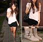 Zara Ankle Buckle Booties, Cheap Monday (Diy) Black Shorts, Zara Bag