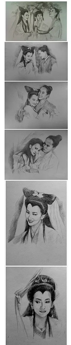  新白良子传奇手绘设计 古风手绘创意 人物手绘 古代人物插画 白娘子和许仙插画手绘设计