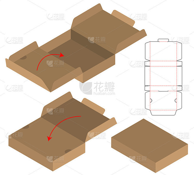 包装盒模切模板设计。三维模型
