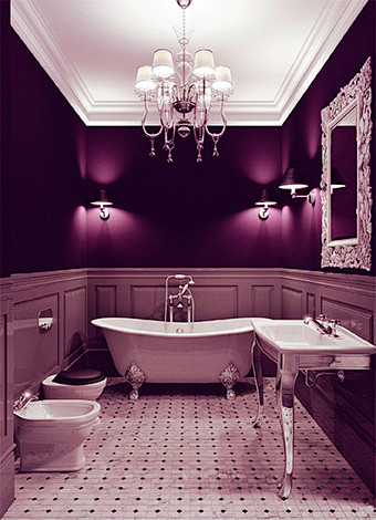 紫色的浴室