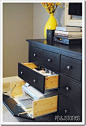 DIY:  How To Put Hinges On A Drawer Front - turn a drawer into a usable space for a printer.