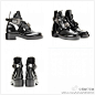 无法割舍的镂空。BALENCIAGA，黑色亮皮质金属孔扣短靴 DERBY LEATHER ANKLE BOOTS WITH CUT-OUT DETAI - #时装精安营扎寨#