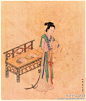 #明四家#【 明 仇英 《列女传图—薛涛戏笺》 】薛涛，字洪度，是唐代成都的一名乐妓。生性善辩聪慧，善于书法。著名诗人元稹曾与薛涛相恋，薛涛大元稹十岁，曾互寄相思。薛涛擅长小诗，成都用以写诗的纸笺过大，薛涛便自制诗笺，当时人们觉得十分方便，称为“薛涛笺”。薛涛脱乐籍后终身未嫁。