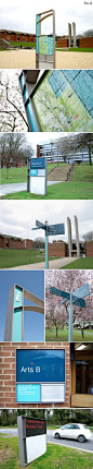 Integrated pedestrian & vehicular campus wayfinding and signage design for the University of Sussex by fwdesign.