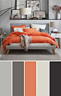 Gray Orange Bedroom Color Scheme #bedroom #color #scheme #decorhomeideas #colorchart  #myhome2inspire #123interior #interiorwarrior #interiør #interiorinspiration