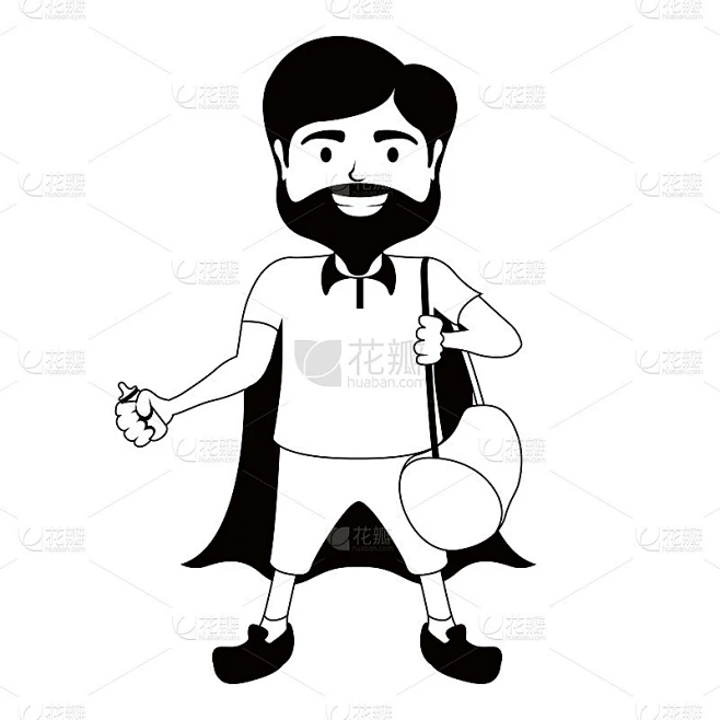 Monochrome character of a super dad素材-花瓣网