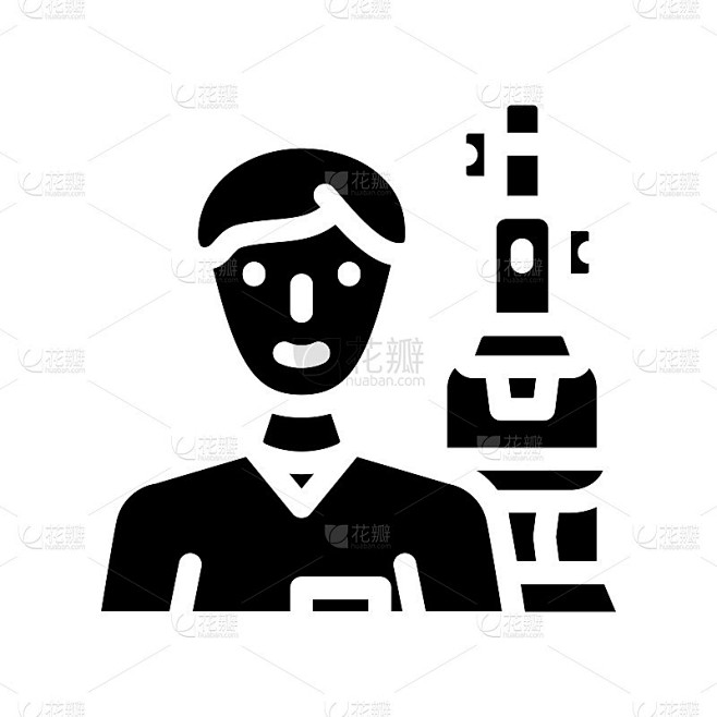 实验室工作人员字形图标矢量插图