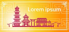中国风画框古代人物建筑古典底纹背景中国结宣传海报eps矢量素材-淘宝网