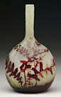 Galle French Cameo Banjo Fern Vase, signed