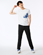 太平鸟男装 韩版修身时尚夏装白色印花男士短袖T恤潮B1DA52329-tmall.com天猫