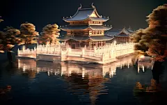 3d建筑古风建筑现代建筑素材图片