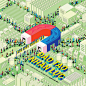 ILLUSTRATION  Editorial Illustration bloomberg businessweek vn cover magazine magnet agriculture money mushroom digital illustration Isometric