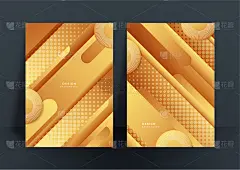 抽象闪亮的金色背景与多边形豪华图案纹理的封面设计模板