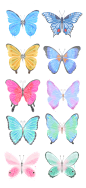 素材组合-手绘-动物元素蝴蝶贴纸