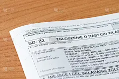 关闭波兰税单SD-Z2。关于财产或产权领取情况的通知表格。