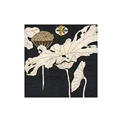 法式奶油风餐边柜装饰画复古美式挂画中古风餐厅高端黑色系荷花图-tmall.com天猫