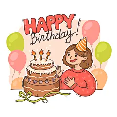 生日蛋糕礼物礼品盒气球彩旗庆祝派对聚会快乐人物插画ai设计素材-淘宝网