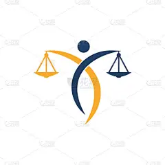 持有正义标志天平的人。法律及律政司标志设计.