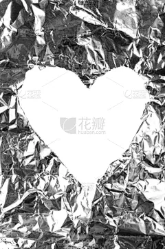 铝箔,撕破的,纹理效果,心型,垂直画幅,贺卡,艺术,银色,无人,抽象