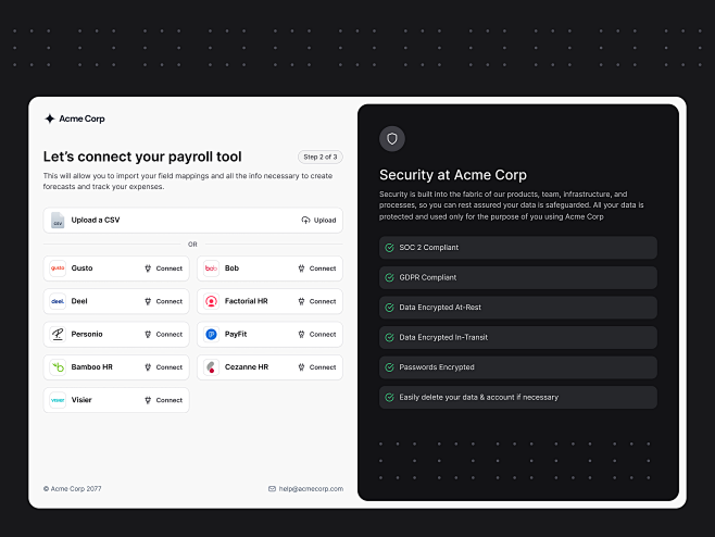 Connect payroll tool...