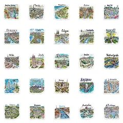 50张手绘旅游地图贴纸小清新笔记本电脑手账本手机壳装饰diy贴画-淘宝网