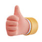 Thumps Up Hand Gesture 3D Icon
