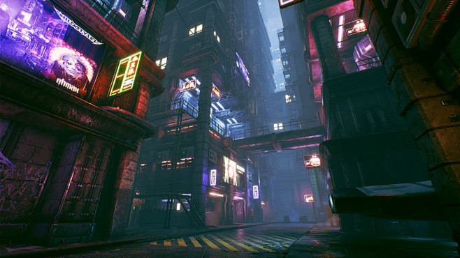 Cyberpunk City Alley...