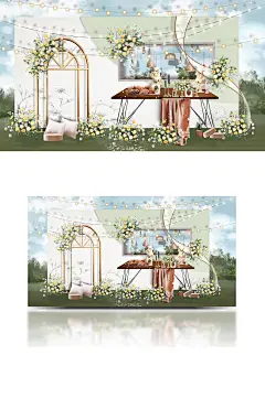 森系草地户外浪漫婚礼草坪白绿色清新-众图网